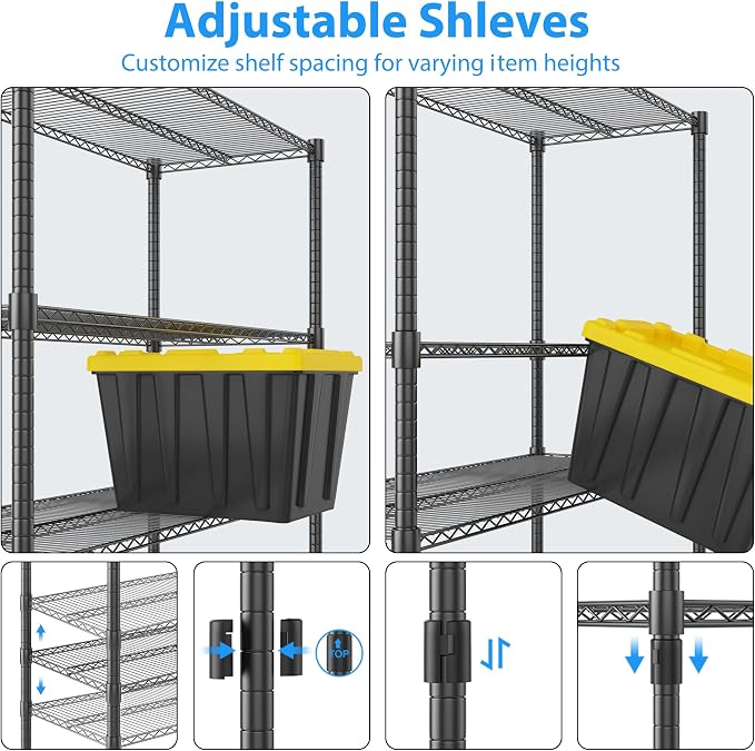 Homdox Heavy Duty Storage Shelves, 6 Tier Wire Shelving Unit - Image 5