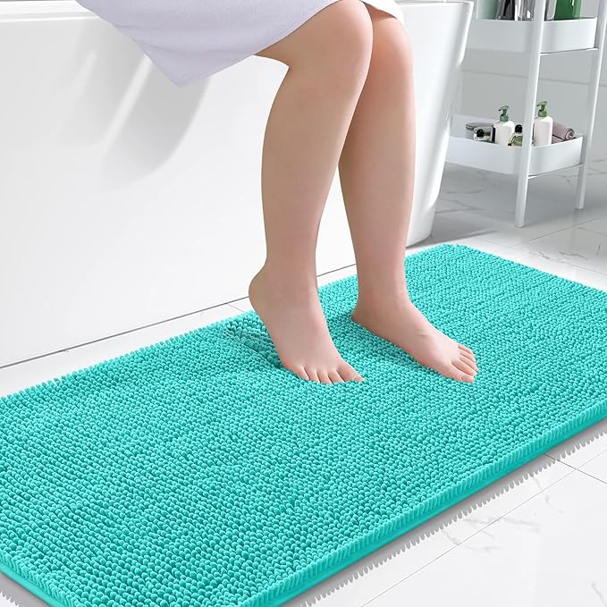 OLANLY Bathroom Rugs 47x24, Extra Soft Absorbent Chenille Bath Rugs, Rubber by OLANLY