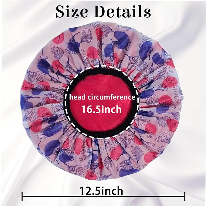 Shower Cap for Women, Shower Caps Reusable Waterproof, Large Plastic Satin - Image 5