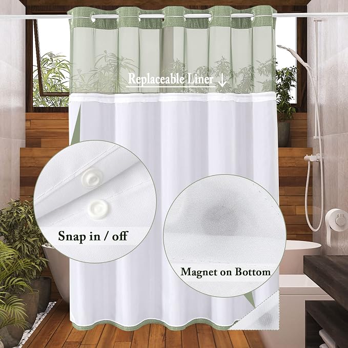 Gibelle No Hook Waffle Weave Shower Curtain - Image 3