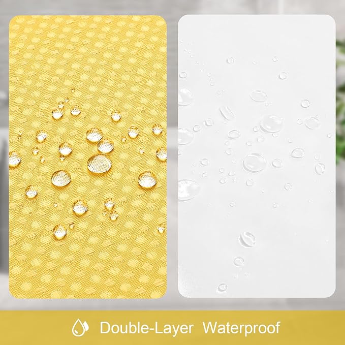 3 in 1 Stall Half Size Yellow Shower Curtain Set-36 W x 72 H, Modern Waffle - Image 6