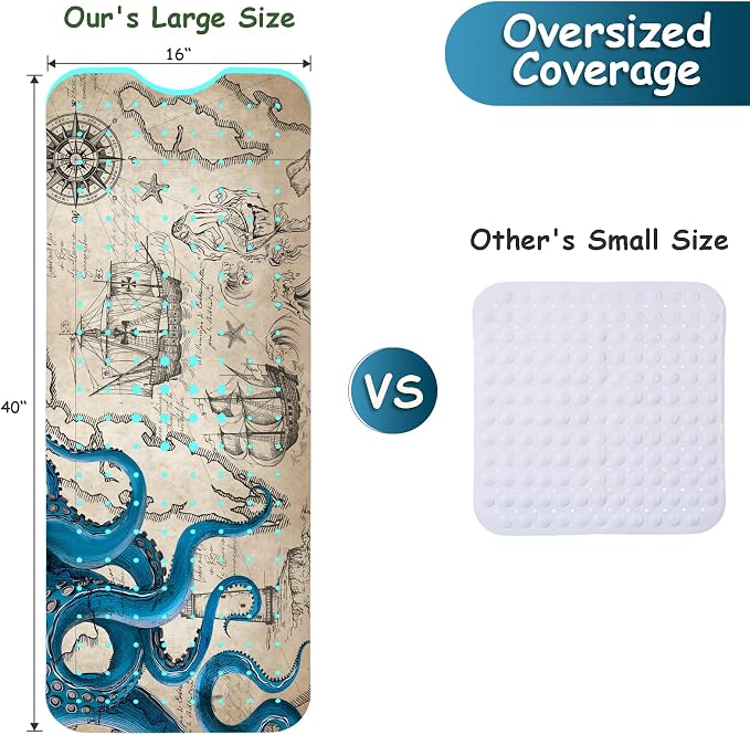 Bathtub Mat Non Slip, Octopus Extra Long Bath tub Mat Shower Floor Mat - Image 2