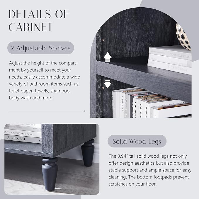 76" Tall Arched Bathroom Storage Cabinet, 5 Tiers Large Farmhouse Arched - Image 4