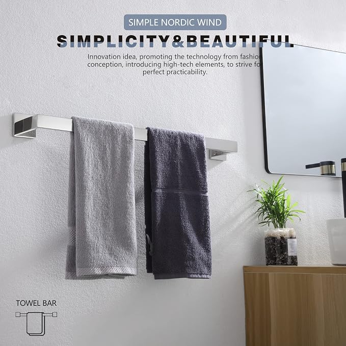 KOKOSIRI 24-Inch Towel Bar, Bathroom Kitchen Towel Holder, Wall Mounted SUS304 - Image 3