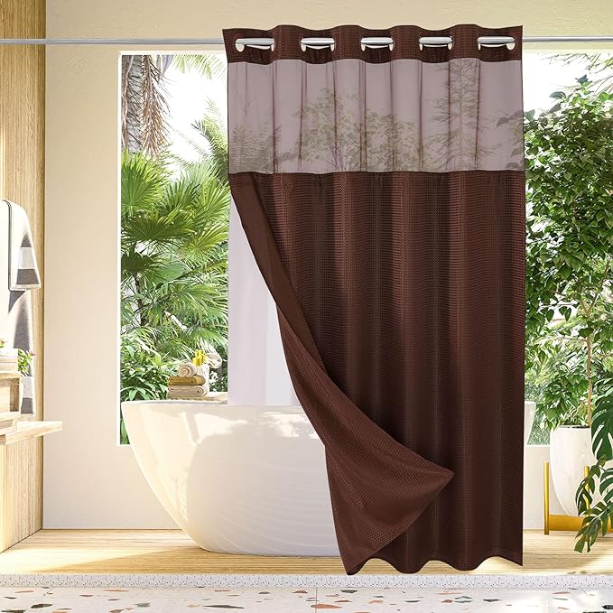 Gibelle No Hook Waffle Weave Shower Curtain by Gibelle