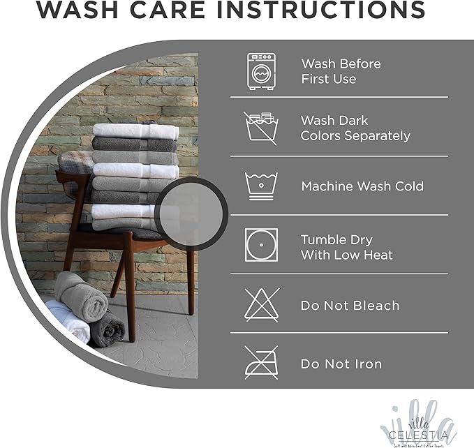 100% Cotton Bath Towel Set of 18-4 Bath Towels, 6 Hand Towels, 8 Wash Cloths - Image 6