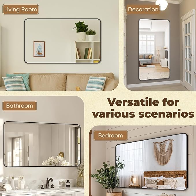 Antok Bathroom Mirror, Decorative Mirrors Vanity Mirror Aluminum Alloy Frame - Image 5