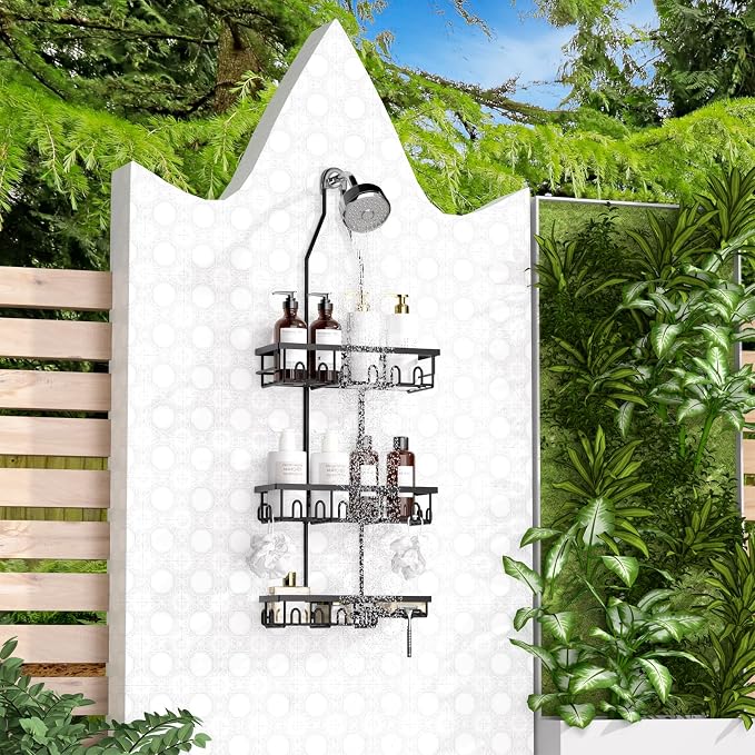 Shower Caddy, Rustproof Shower Shelves Over Shower Head, Extended Length shower - Image 7