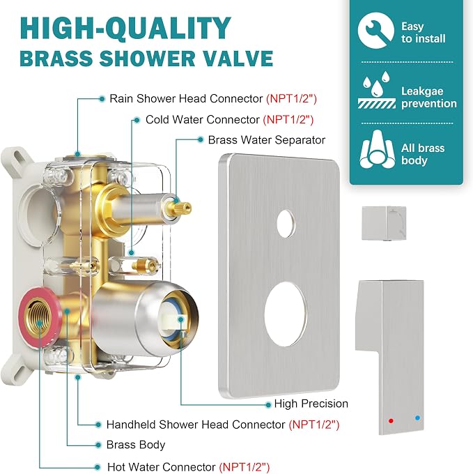 Shower System, Brushed Nickel Shower Faucet Set - Image 6