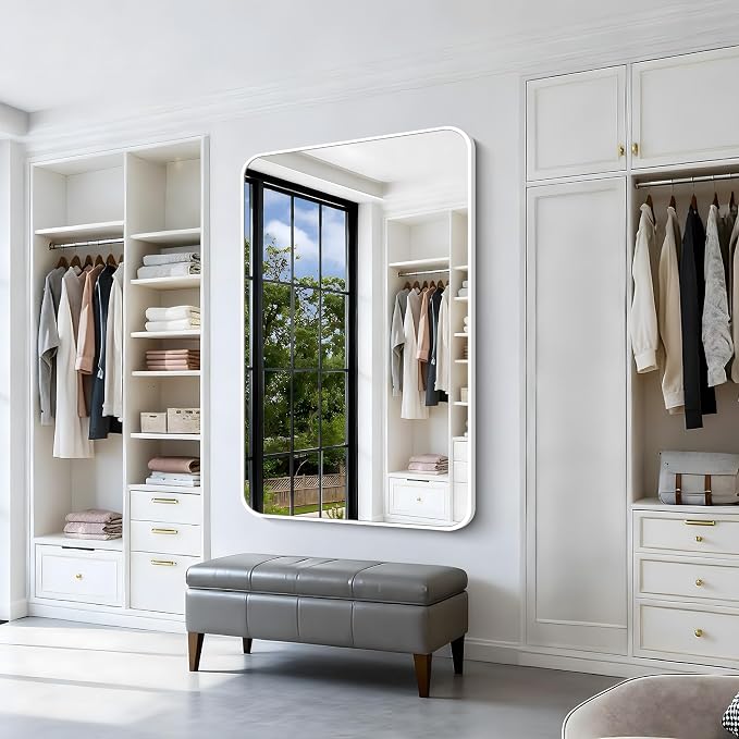BONEWEI White Bathroom Mirror, 55x36 inch Wall Mirror - Image 3