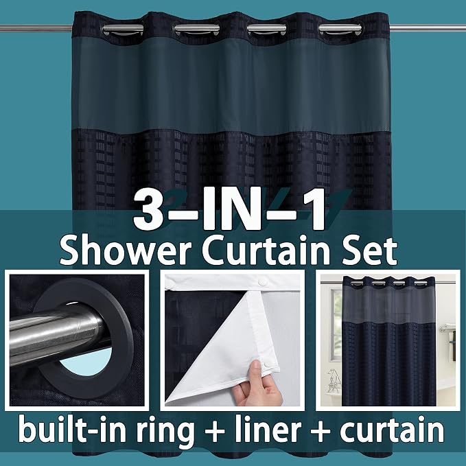 Conbo Mio Extra Long No Hook Shower Curtain - Image 3