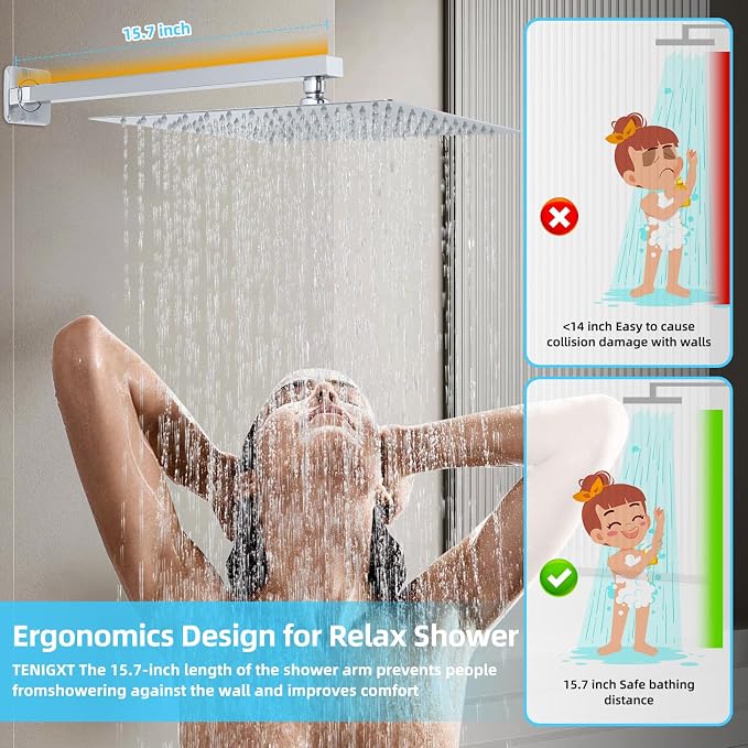 Bathroom Shower Faucet Set，10 Inch Rain Shower Head - Image 5