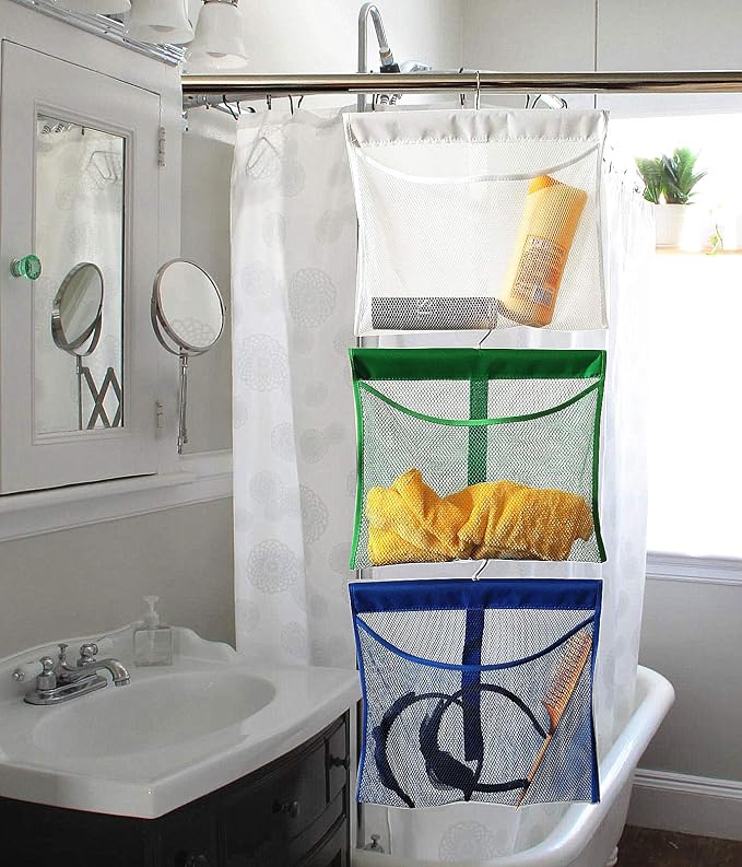 Portable Mesh Pocket with Rotatable Hanger, Quick Dry Serial Type Bath Storage - Image 5