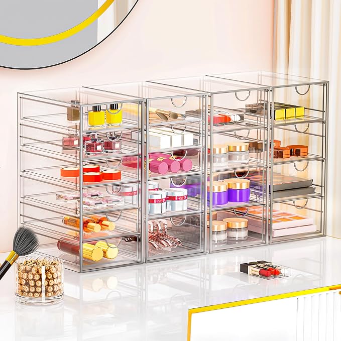 Acrylic Makeup Organizer with 19 Drawers, 4 Pack Clear Storage Drawers - Image 6