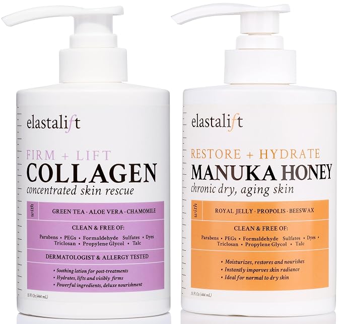 Elastalift Collagen Cream + Manuka Honey Cream Body Lotion & Face Moisturizer by Elastalift