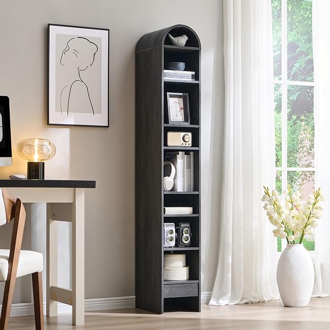 67" Tall Arched Bathroom Storage Cabinet, 8-Tier Modern Farmhouse Storage - Image 5