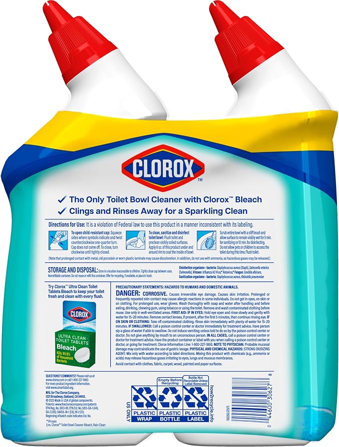 CLOROX Toilet Bowl Cleaner Clinging Bleach Gel, Ocean Mist, 24 Fl Oz - Image 13