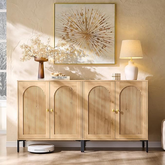 Bathroom Cabinet with Storage, 61.75" W Fluted Arched Free Standing Floor by IFGETEnrichYourLivingSpace