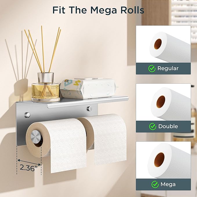 FORIOUS 2 Pack Double Toilet Paper Holder - Image 2
