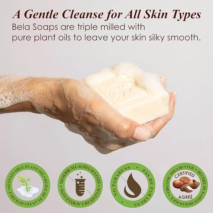 BELA Extra Creamy Goat Milk Soap 3.3 OZ Pack of 6, Long Lasting French Triple - Image 3