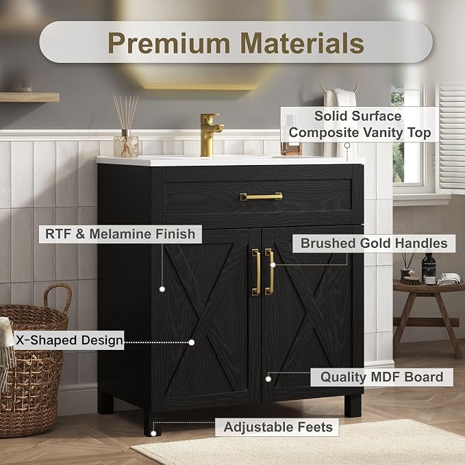 30 Inch Farmhouse Bathroom Vanity - Image 3