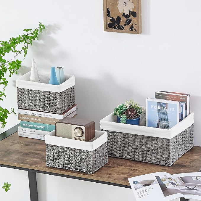 Vagusicc Wicker Basket, Decorative Rectangle Wicker Storage Basket Bins - Image 7