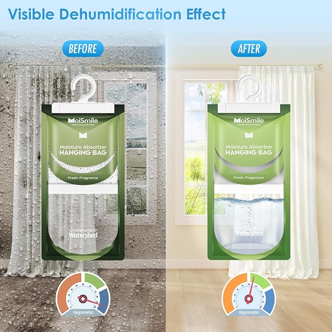 Moisture Absorbers 20 Pack Fresh Fragrance, Hanging Closet Dehumidifier Bags - Image 2
