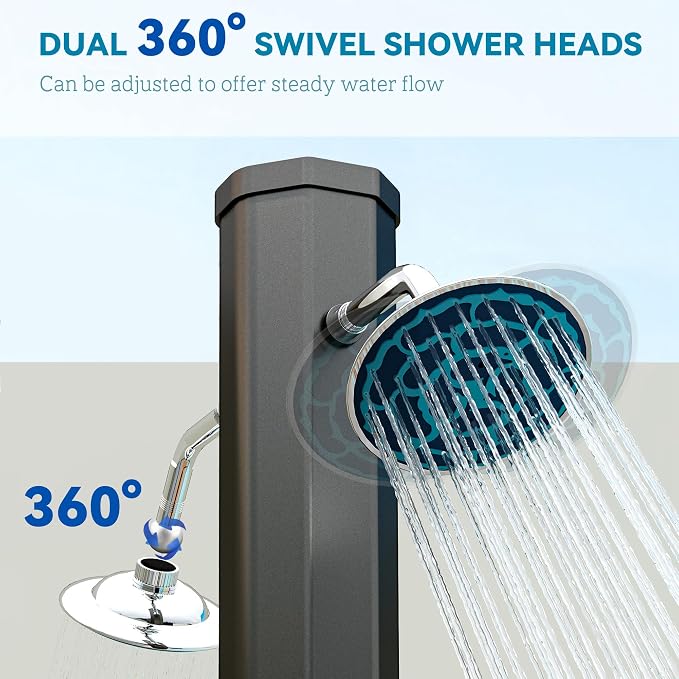 Outsunny 9.2 Gal Solar Heated Outdoor Shower, 7.1F 2-Section Outdoor Solar - Image 4