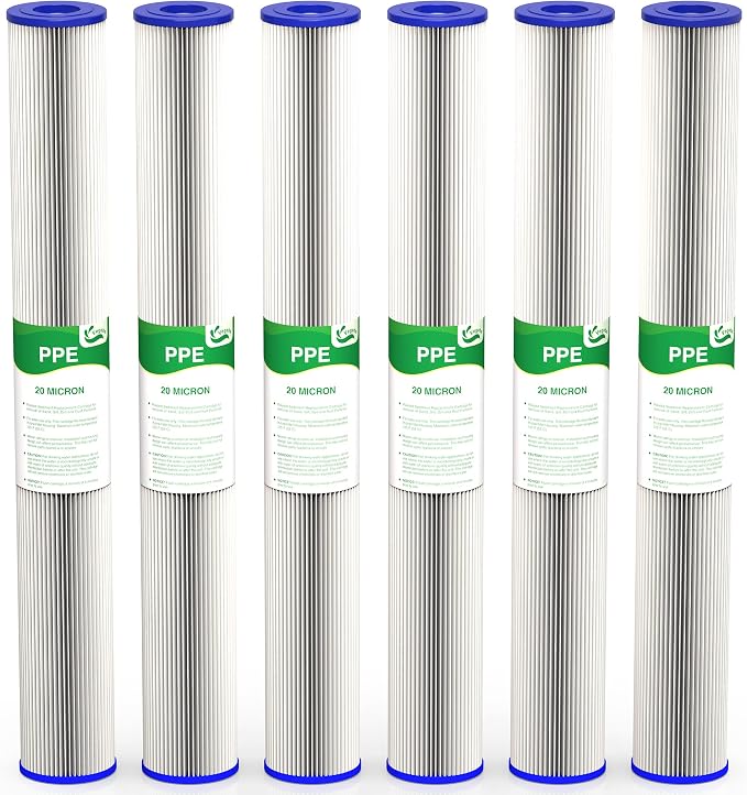 20 Micron 20-Inch Whole House Water Filter Replacement Cartridge, Pleated by Vegebe