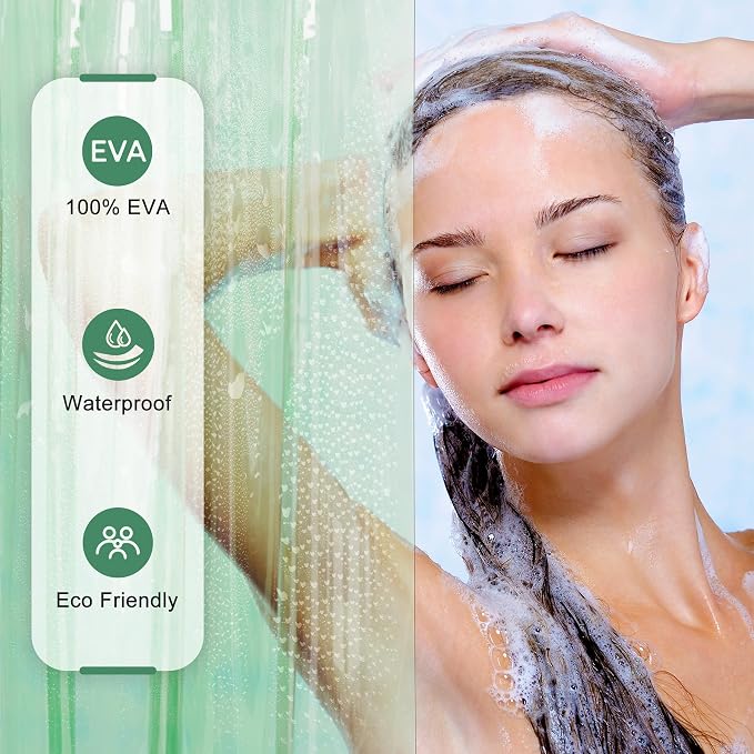 AmazerBath Heavy Duty Shower Curtain and Liner 2-in-1, 100% EVA Luxury Soft - Image 5