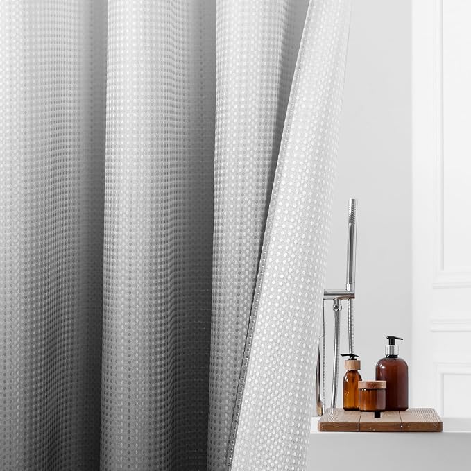 MitoVilla No Hooks Needed Extra Long Shower Curtain Liner Set, 86 inch XL Black - Image 5