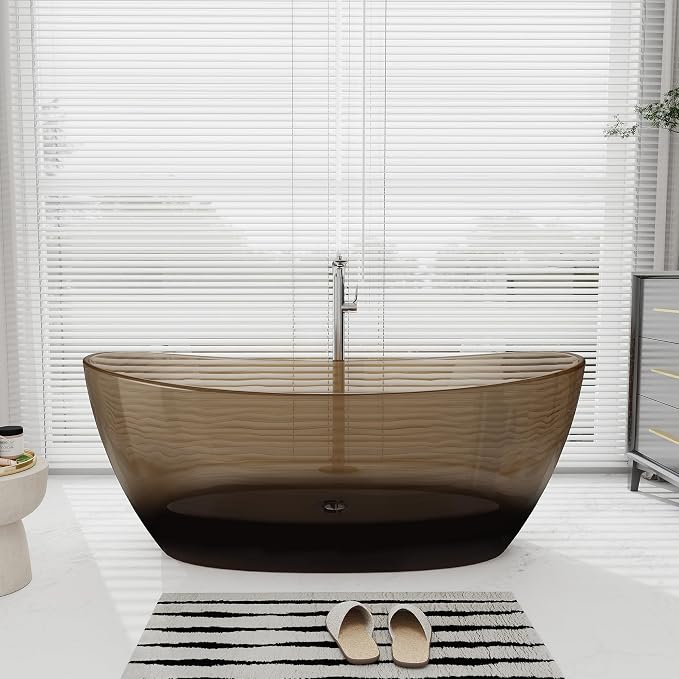 SJ STAR&JANE 65" Solid Surface Freestanding Bathtub Stone Resin Tub Oval Double by SJSTARJANE