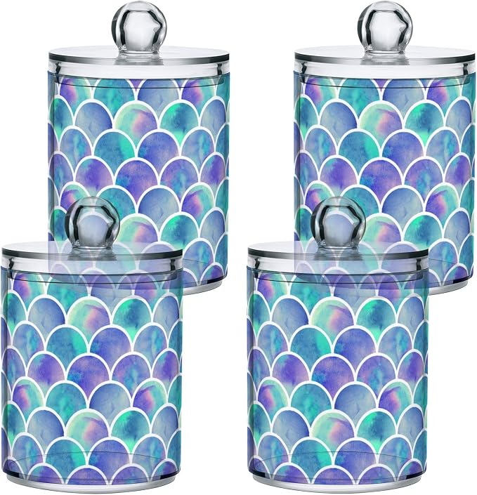 MNSRUU 2 Pack Qtip Holder Organizer Dispenser Watercolor Rainbow Scales Of - Image 2