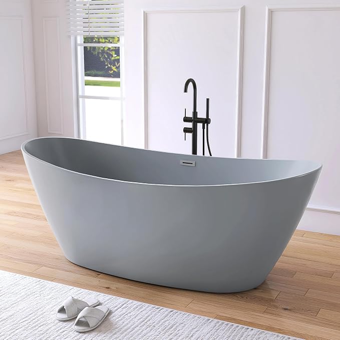 71" Acrylic Freestanding Bathtub, High-back Soaking Tub - Image 2