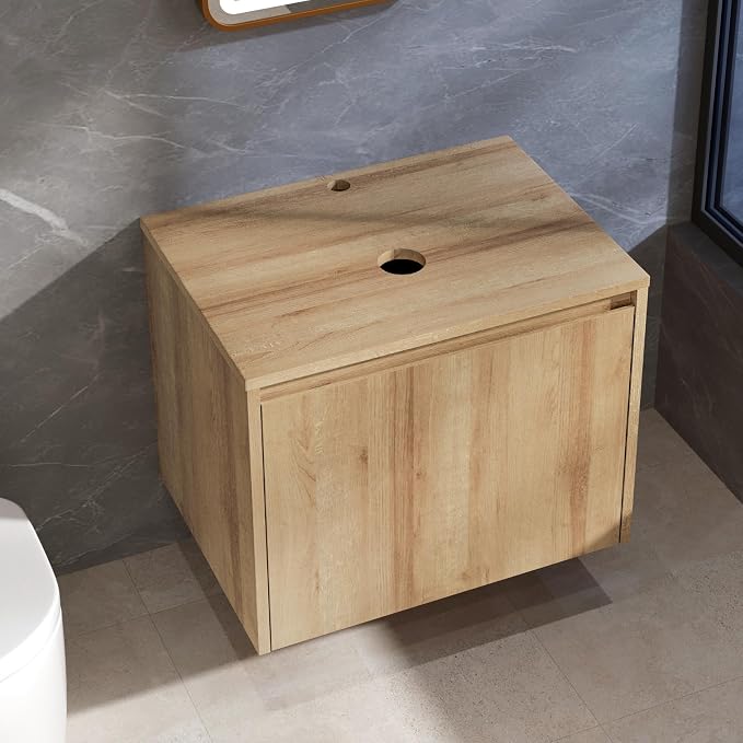 Bathroom Vanity, Natural Color Wall-Mounted Bathroom Vanity by Chyanmoo