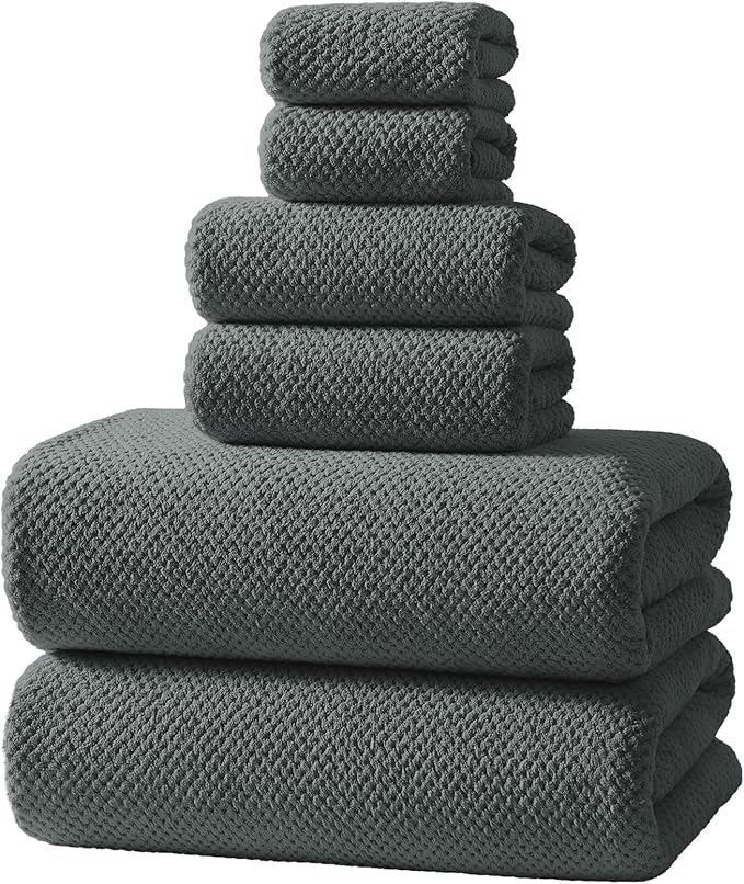 Soft 6 Piece Bath Towels Set, 2 Oversized Large Bath Towel Sheet, 2 Handtowels by REDKISSOnline