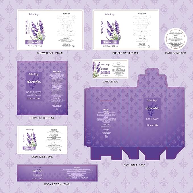 Large Spa kit for women gift set, Luxury Self Care Home Spa Kit Lavender Bath - Image 8