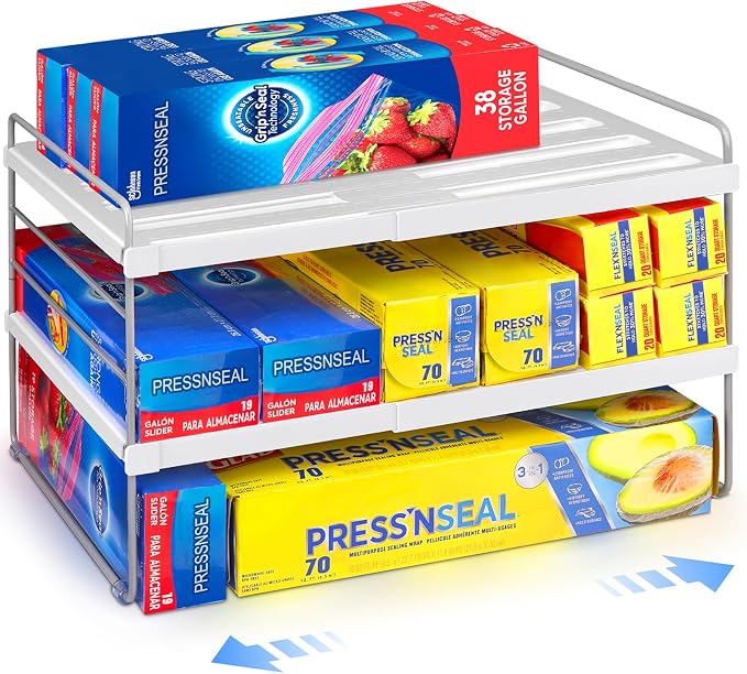 Cirhy Pantry Organizers and Storage, 3 Tiers Expandable Foil and Plastic Wrap by Cirhy
