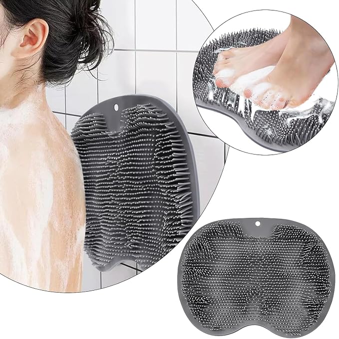 Shower Foot Scrubber Mat with Non-Slip Suction Cups, Exfoliating Foot and Back - Image 2