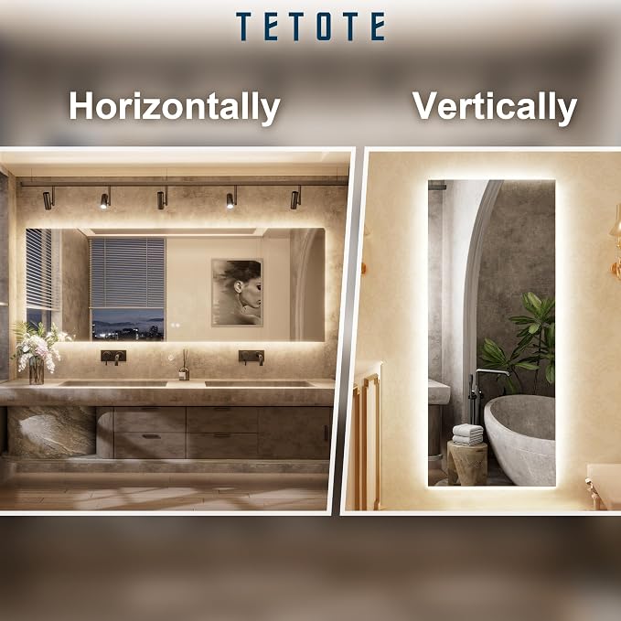 TETOTE 24 x 36 Inch LED Backlit Bathroom Mirror - Image 7