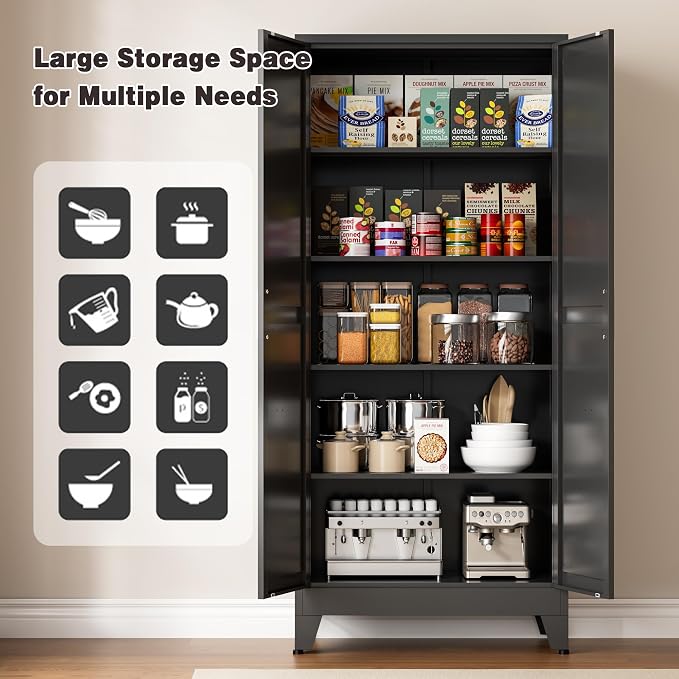 71” Tall Pantry Storage Cabinet, Kitchen Cabinets, Metal Cupboard - Image 5