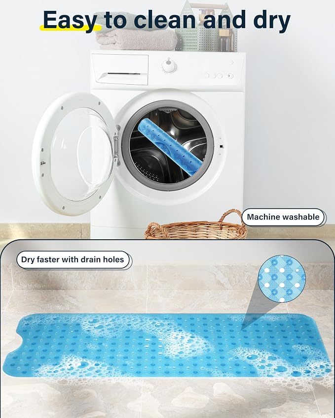 Non Slip Bathtub Mat for Tub & Shower, Machine Washable 40"x16" Anti Slip Bath - Image 5