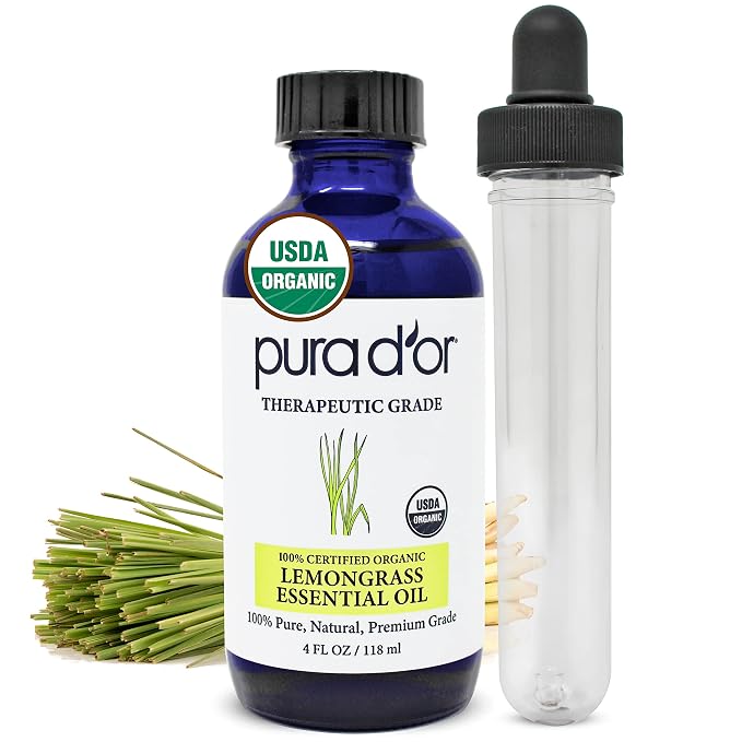 PURA D'OR Organic Lemongrass Essential Oil, Therapeutic Grade, by PURADOR