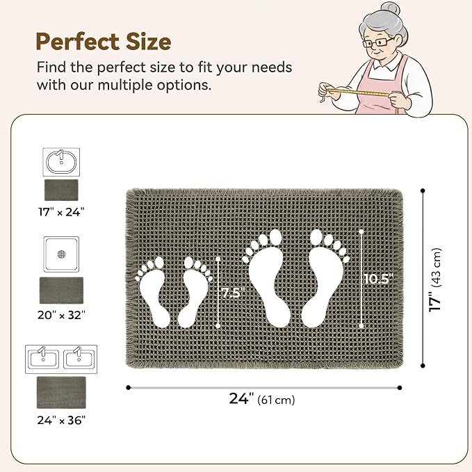 GRANNY SAYS Waffle Bath Mat 16" x 24", Boho Bathroom Rugs Non Slip Washable - Image 2