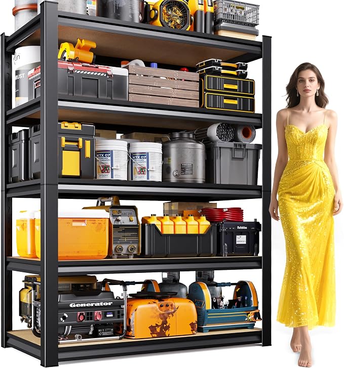 71"H Garage Shelving, 5-Tier Heavy Duty Storage Shelves, Adjustable Metal by Unknown