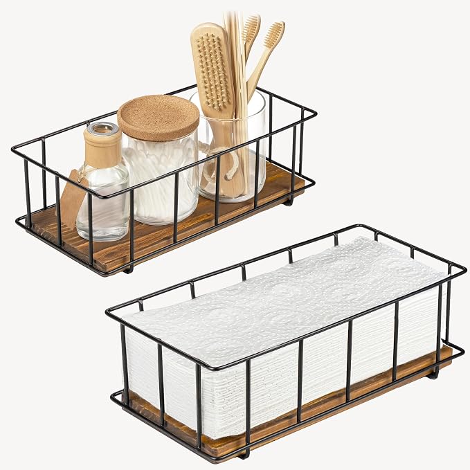 BAOBAB WORKSHOP Set of 2 Wooden Bathroom Baskets Organizer & Storage - Image 8