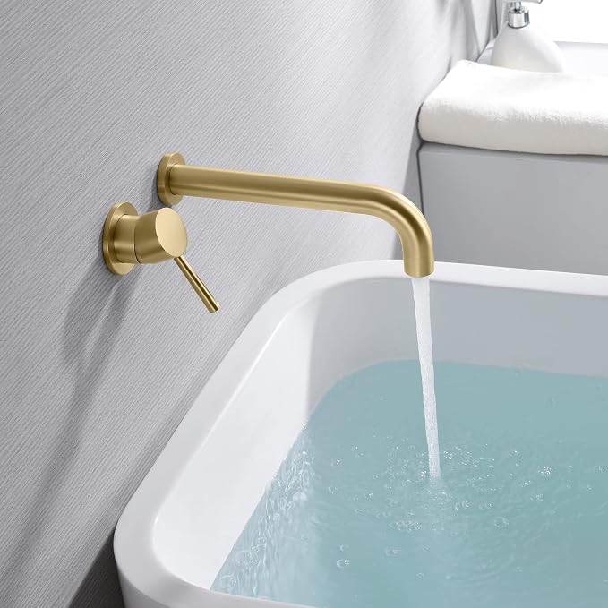 sumerain Tub Filler Wall Mount Roman Tub Faucet Brushed Gold Single Left-Handed - Image 4