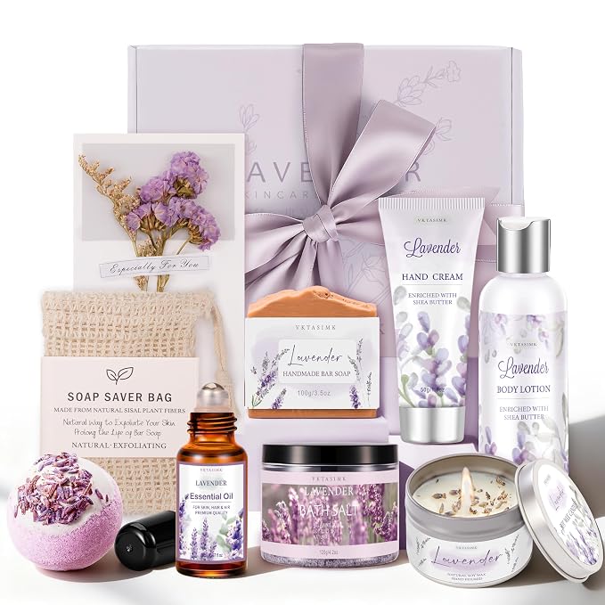 Gifts for Women, Lavender Bath and Body Gift Basket Relaxing Spa Self Care Gift by Unknown