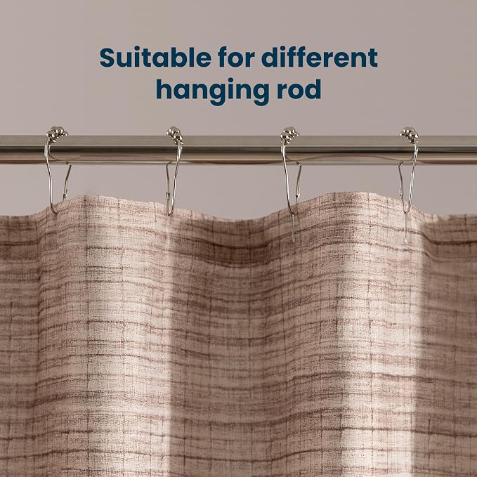 SLEEP ZONE Oatmeal Heather Shower Curtain Waterproof Curtains - Image 5