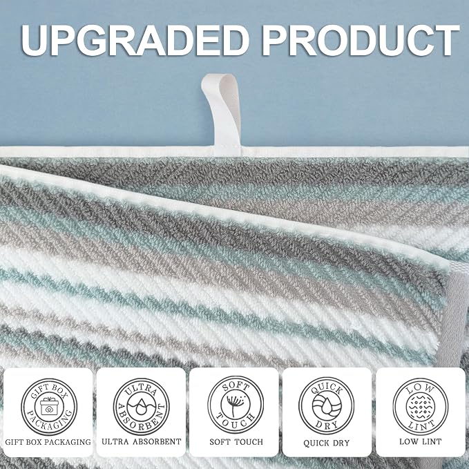 VOOVA & MOVAS 3PCS Bathroom Towels, 100% Cotton, Quick Dry, Bathroom Essentials - Image 2